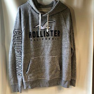 Hollister California heather gray hoodie, L, EUC, manufactured distressed seams